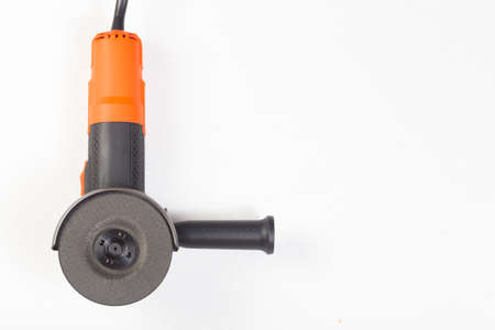Angle grinder isolated on white background, close-up imageの写真素材
