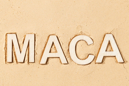 Dehydrated Maca powder, super food from South America, (lepidium meyenii)の写真素材