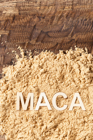 Dehydrated Maca powder, super food from South America, (lepidium meyenii)の写真素材