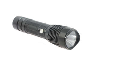 Led flashlight isolated on white, close-up imageの写真素材