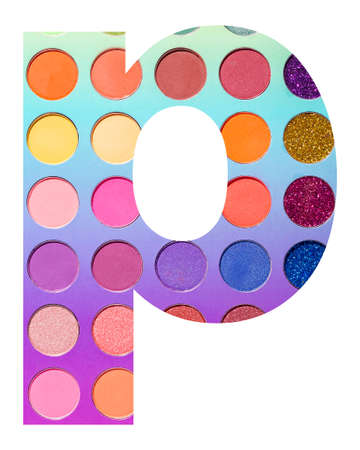 Alphabet letter p, with colorful circles backgroundの写真素材