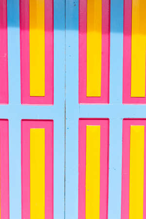 Close-up to colorful wooden window, traditional from Colombia.の写真素材