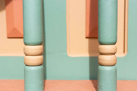 Close-up to colorful wooden window, traditional from Colombia.