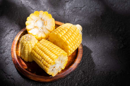 corn on the cob on the table, sweet corn.