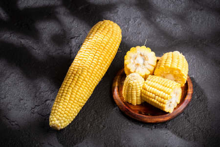 corn on the cob on the table, sweet corn.の写真素材