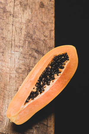 Papaya fruit on the table, top view.の写真素材