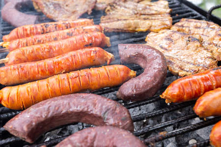 Colombian barbecue, typical food of Colombia, close-up imageの写真素材