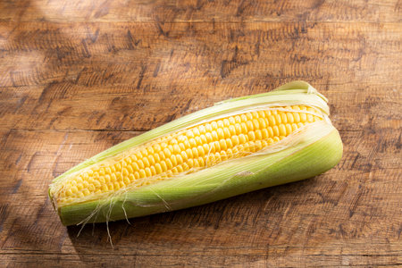 corn on the cob on the table, sweet corn.の写真素材