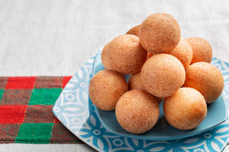 Fritters on the table, typical Colombian food, close-up imageの写真素材