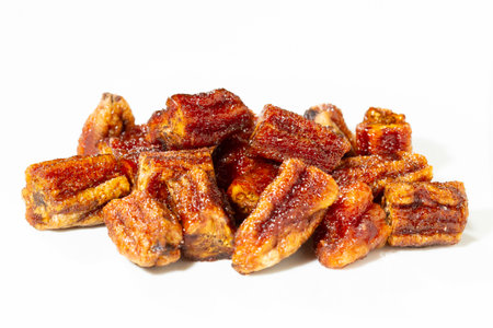 dehydrated banana isolated on white background, closeupの写真素材