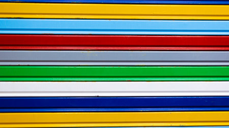 Colorful metal door, front view close-upの写真素材