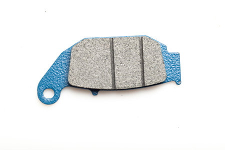 Motorcycle brake pads isolated on white backgroundの写真素材
