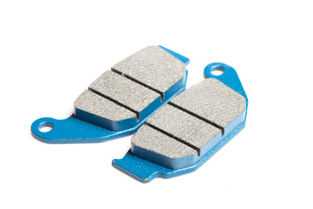 Motorcycle brake pads isolated on white backgroundの写真素材