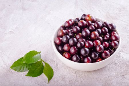Jabuticaba, a fruit full of healthy properties, close-up viewの写真素材
