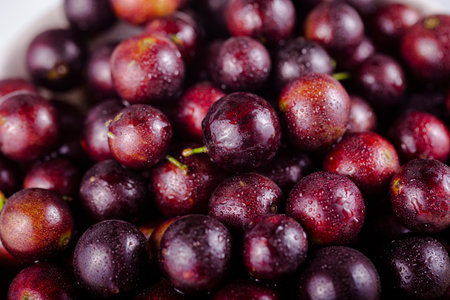 Jabuticaba, a fruit full of healthy properties, close-up viewの写真素材