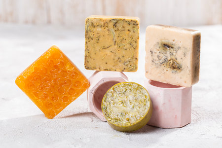 Handmade soap, made with natural skin care productsの写真素材