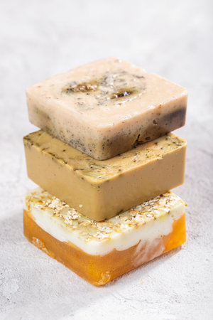 Handmade soap, made with natural skin care productsの写真素材