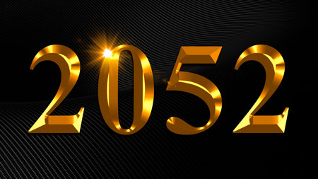 Number 2052 in gold text on black backgroundの写真素材