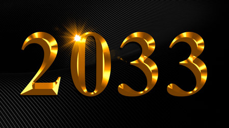 Number 2033 in gold text on black background