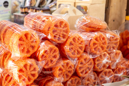 packages of singles, traditional Colombian candyの写真素材