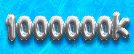 Number of 1,000,000 in silver balloons on a blue background
