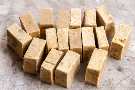 Handmade soap made from recycled vegetable oil, saponification process