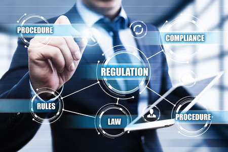 Regulation Compliance Rules Law Standard Business Technology concept.の写真素材