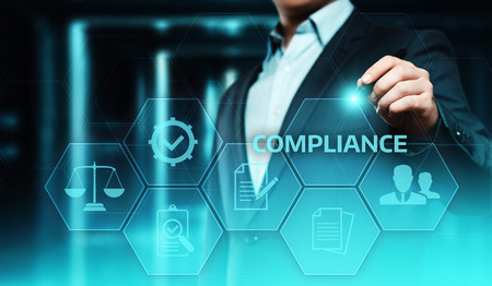 Compliance Rules Law Regulation Policy Business Technology concept.の写真素材
