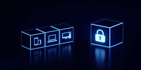 Cyber Security Data Protection Business Technology Privacy concept. 3d render illustrationの写真素材