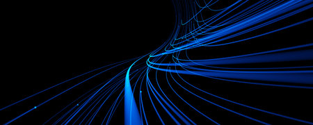 Blue Lines Trail, light glow effect on black background