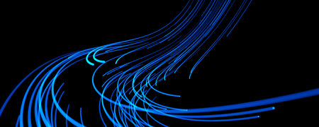 Blue Lines Trail, light glow effect on black background