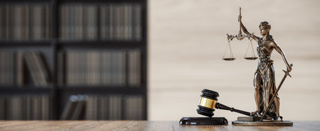 Law Legal System Justice Crime and violence concept. Themis and Gavel