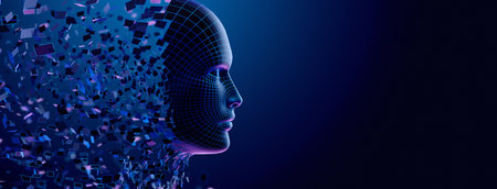 Digital Transformation: AI Artificial Intelligence in Human Face Head