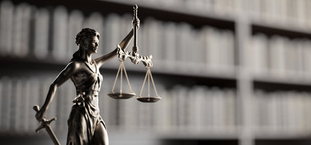 Legal Concept: Themis is the goddess of justice as a symbol of law and order on the background of...