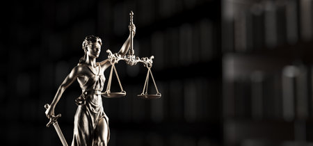 Legal Concept: Themis is the goddess of justice as a symbol of law and order on the background of...
