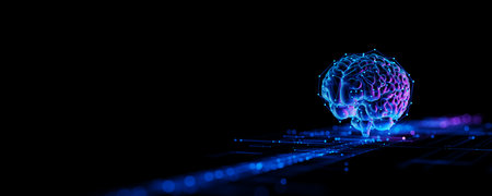 Digital Brain Hologram Hud. Artificial intelligence AI machine deep learning. Business Technology...