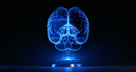 Digital Brain Hologram Hud. Artificial intelligence AI machine deep learning. Business Technology Internet Network Conceptの写真素材