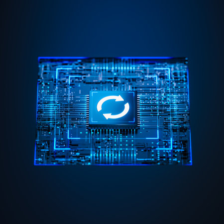 Software Update Icon on Digital Processor. System Upgrade Concept