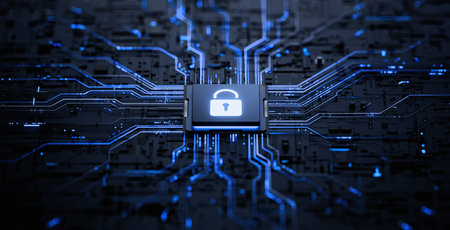 Cyber Security and Data Protection concept on futuristic circuit board