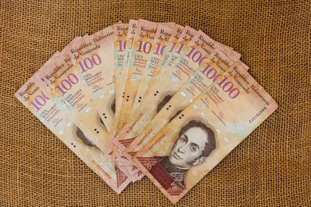 Venezuela, venezuelan currency,money, Bolivares.Bs, 100の写真素材