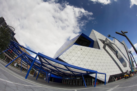 Pert, Western Australia / Australia -01/16/2013 : Fish eye view of Perth Arena is an entertainment...