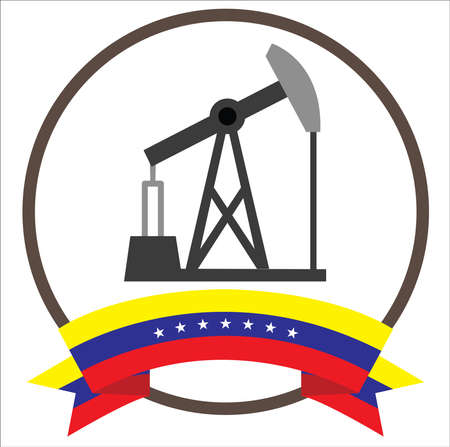 Oil Well Pump Jack with Venezuela's seven stars flagのイラスト素材