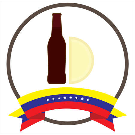 Empanada y malta, venezuelan typical food with eight stars Venezuela's flag.のイラスト素材