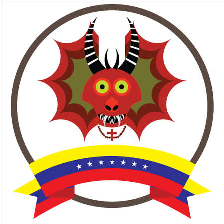 Diablos de Yare, Yare Devils Mask with seven stars Venezuela flag.のイラスト素材
