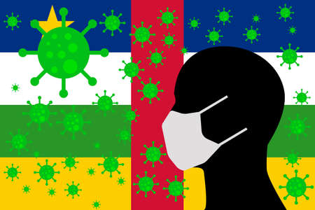 Human using a Mouth Face Masks or  Mouth Cover ro surrounded wiht virus with CENTRAL AFRICAN REPUBLIC flagのイラスト素材