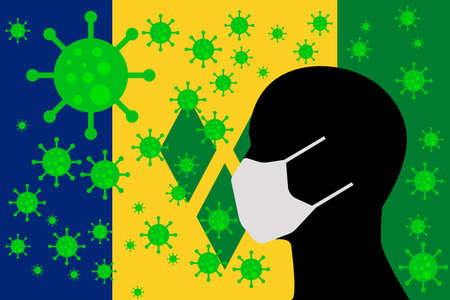 Human using a Mouth Face Masks or Mouth Cover ro surrounded wiht virus with VINCENT AND THE GRENADINES flagのイラスト素材