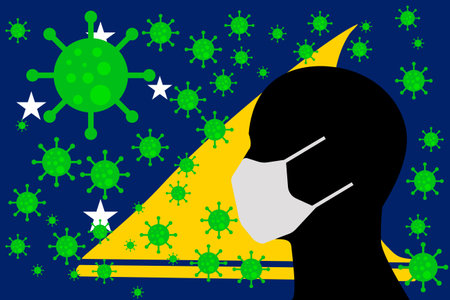 Human using a Mouth Face Masks or  Mouth Cover ro surrounded wiht virus with TOKELAU flagのイラスト素材