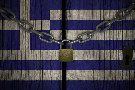 Conceptual composition on lockdown for quarantine for the covid-19 coronavirus GREECE confinement 3d render.の写真素材