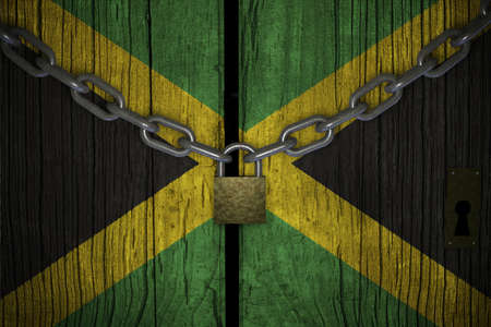 Conceptual composition on lockdown for quarantine for the covid-19 coronavirus JAMAICA confinement 3d render.の写真素材
