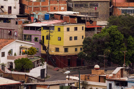 Awesome view of  Artigas and Moran Slums in green hills Caracas Venezuela.の写真素材